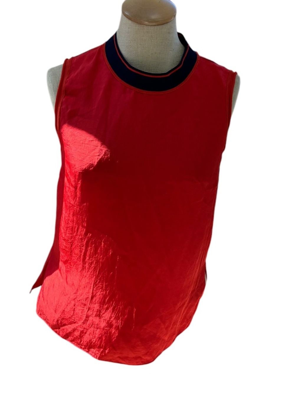 rag & bone red blue trim short sleeve shirt top S